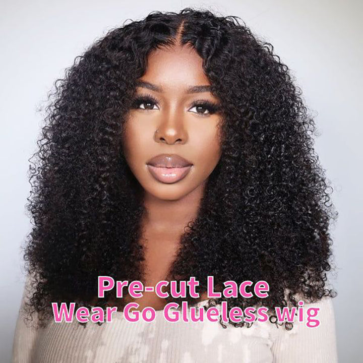 Pre Cut Glueless Lace Wigs Kinky Curly Human Hair Wigs 5x5 Real HD Lace Closure Wigs