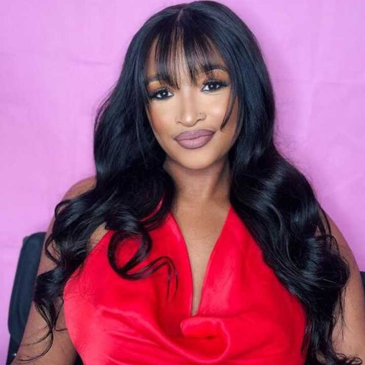 Glueless Body Wave True Scalp Wig Human Hair Wig With Bangs