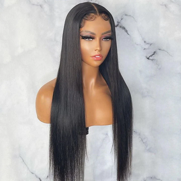 Glueless Straight 5x5 Lace Wig HD Lace Human Hair Wig Bleached Knots