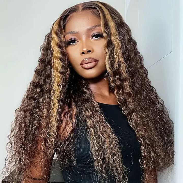 Pre Cut Lace Wigs Wear & Go Wig Highlight Ombre Water Wave Lace Front Wig