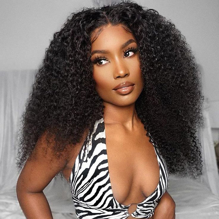 Pre Cut Glueless Lace Wigs Kinky Curly Human Hair Wigs 5x5 Real HD Lace Closure Wigs