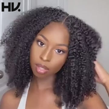 Flash Deal $119.99 20" Kinky Curly Thin Part Machinemade Wig Without Leave Out Human Hair Wigs