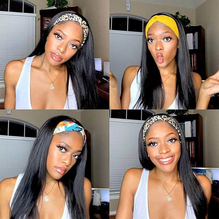 Flash Deal $99.99 22&quot; Straight Headband Wig Beginner Friendly Human Hair Wigs