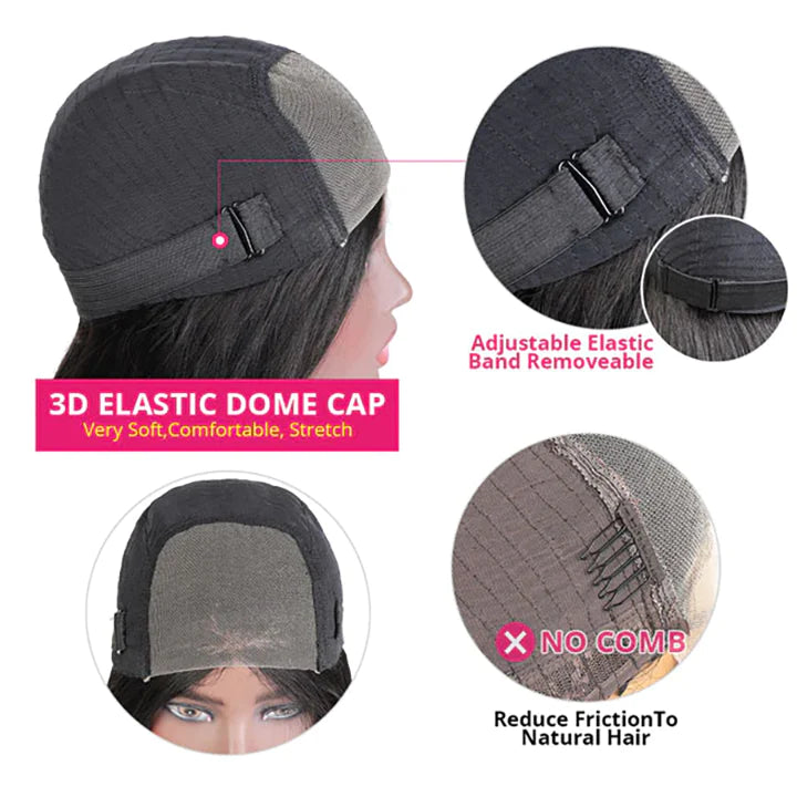 Pre Cut Lace Wig Wear & Go Reddish Brown Color Curly Human Hair Wig