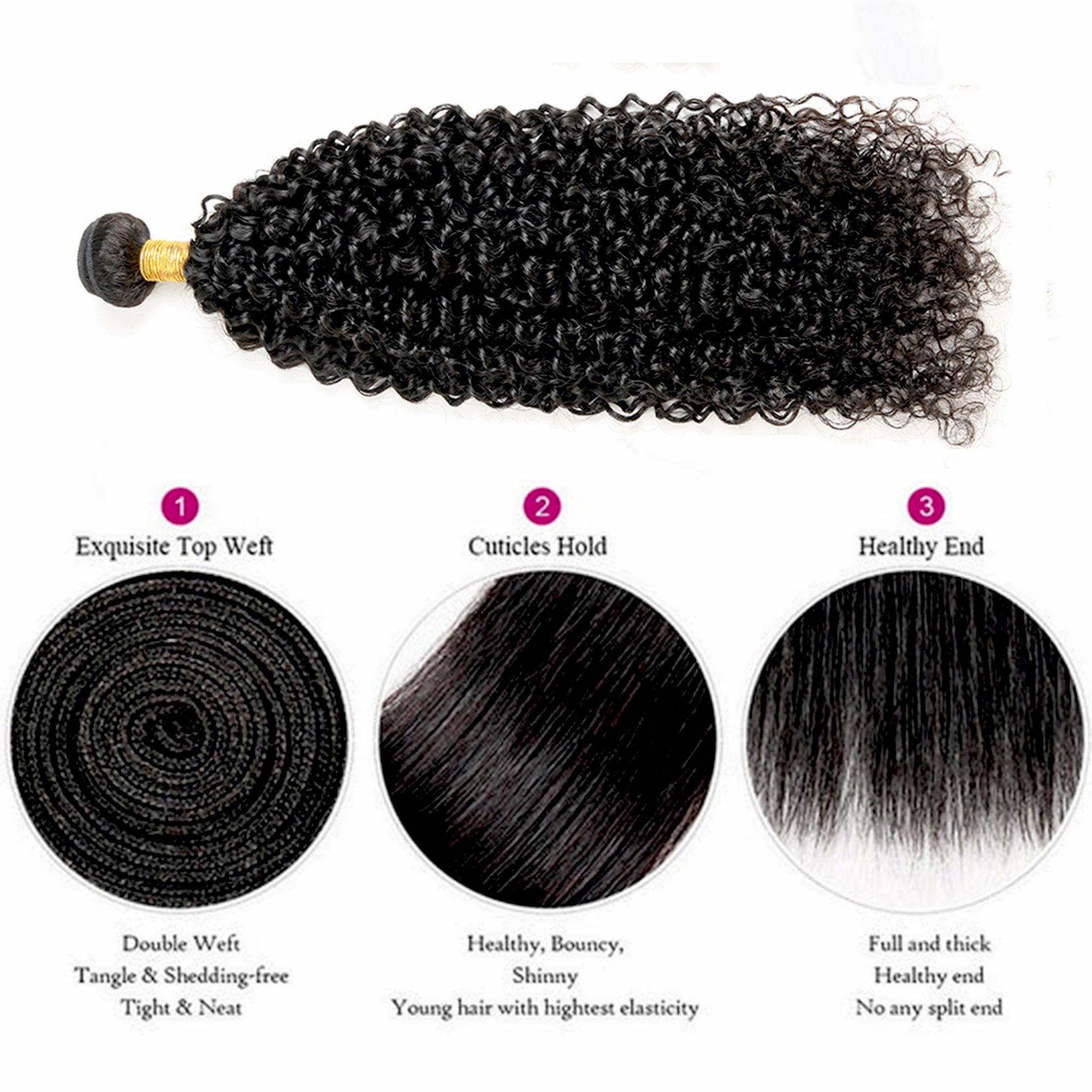 Jerry Curly Human Hair 3 Bundles With 4x4 Lace Frontal