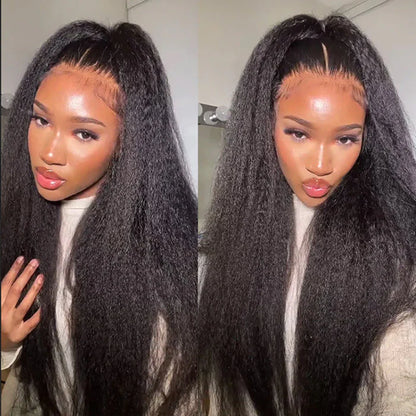 Pre Cut Wear and Go Glueless Wigs Yaki Straight 5x5 Real HD Lace Frontal Wig