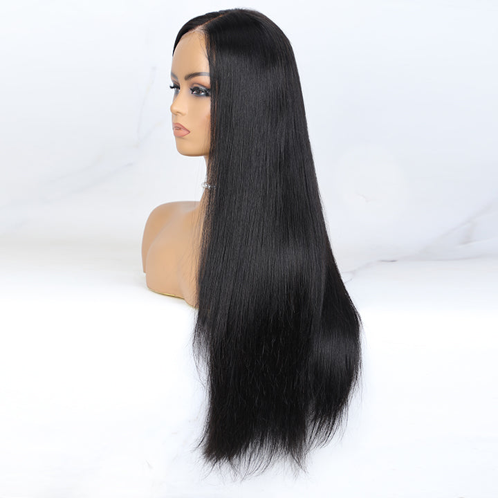 [Iris] Bone Straight Double Drawn 13x4/4x4 Lace Natural Black Remy Human Hair Wig 200% Density