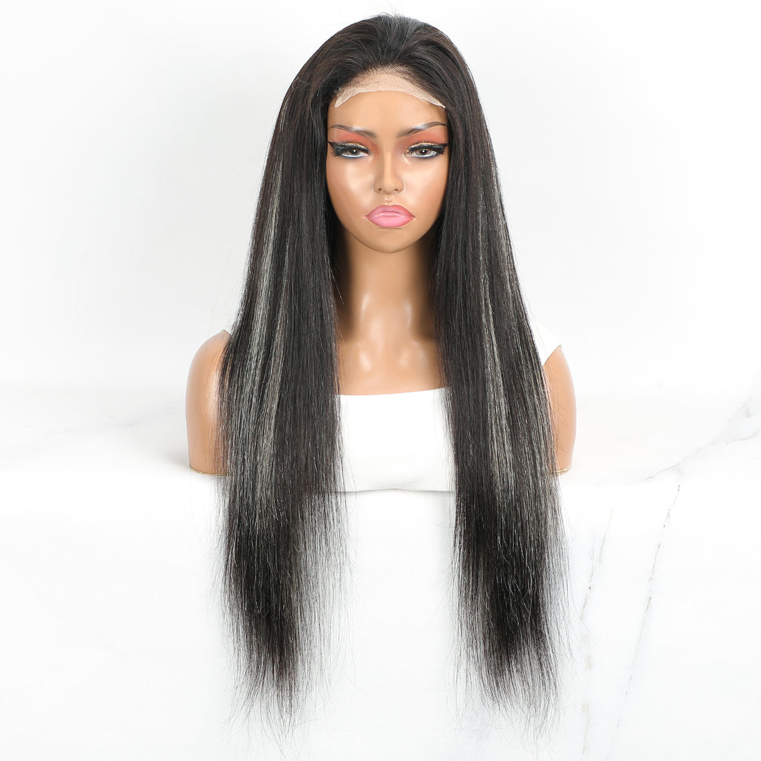 Straight Salt And Pepper 4x4 Lace Human Hair Wig [Novia]