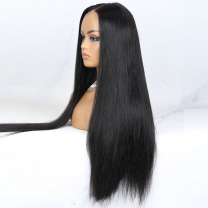 [Iris] Bone Straight Double Drawn 13x4/4x4 Lace Natural Black Remy Human Hair Wig 200% Density