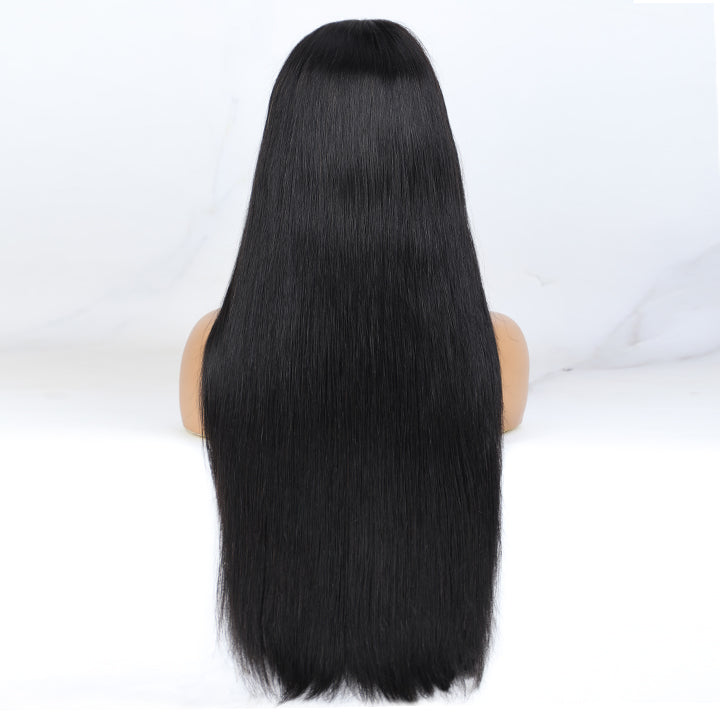 [Iris] Bone Straight Double Drawn 13x4/4x4 Lace Natural Black Remy Human Hair Wig 200% Density