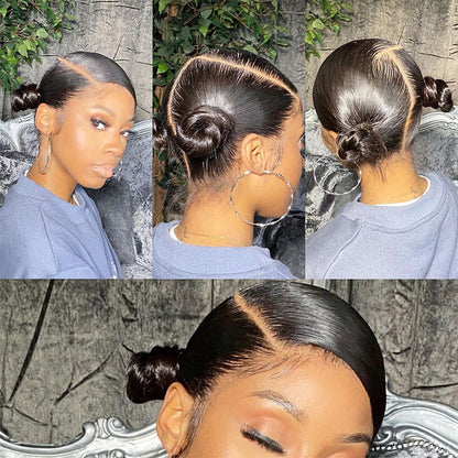 Straight Full Lace Wig Preplucked Hairline Human Hair Wig Can Be Braid