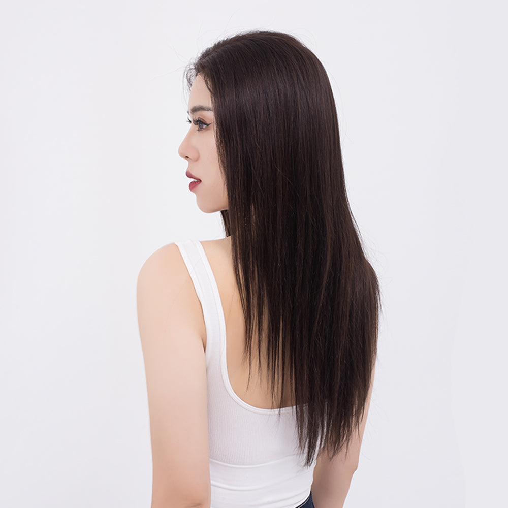 [Olivia] Bone Straight 13x4 Front Lace Natural Black Human Hair Wig