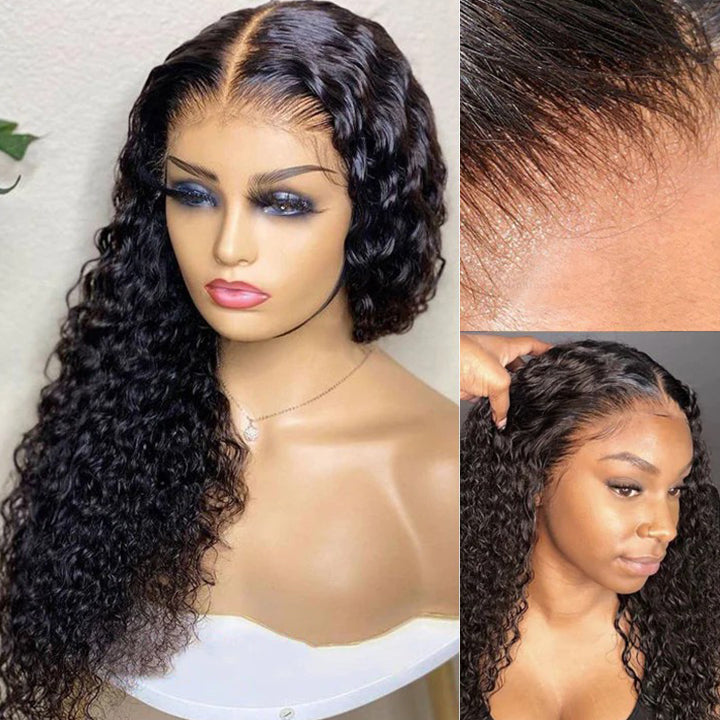 Hairvilla Pre Cut Glueless Deep Wave 5x5 Lace Human Hair Wig | Ebony