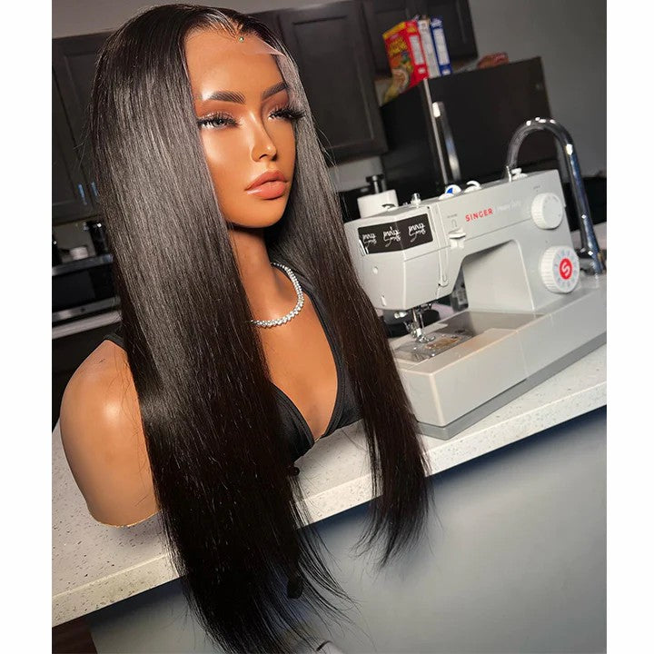 Hairvilla Upgraded 7x5 Pre Cut Lace Bone Straight 180% Density Undetected Lace Brazilian Natural Black Human Hair Wig I Betty