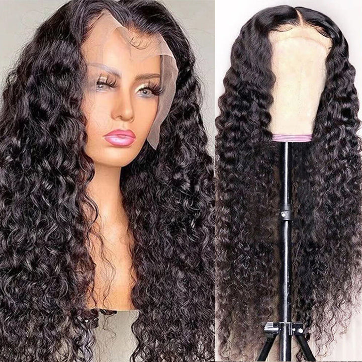 Hairvilla Pre Cut Glueless Deep Wave 5x5 Lace Human Hair Wig | Ebony