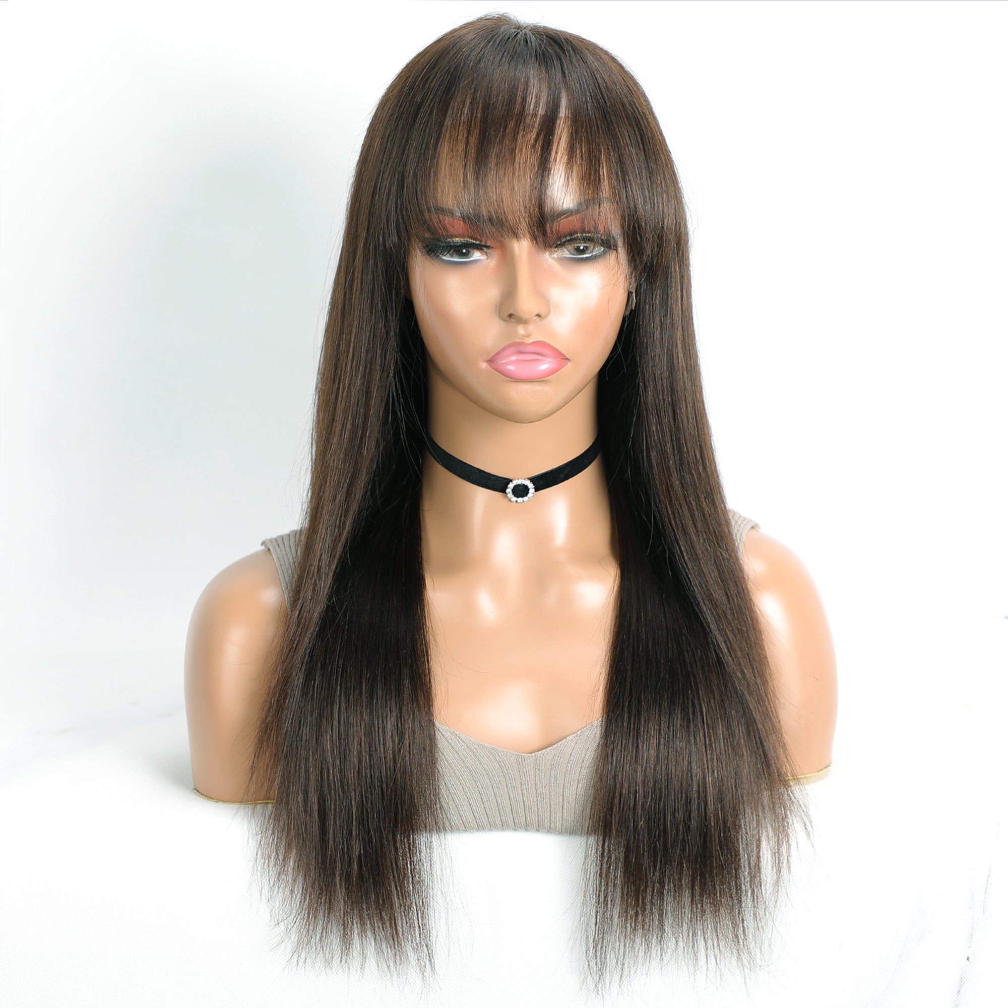 [Susie] Glueless Straight 13x6 Lace Human Hair Wig with Bangs