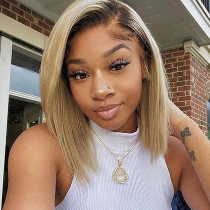 [Kendall] Glueless T1B/27 Straight Bob 4x4 Lace Wig Human Hair Wig