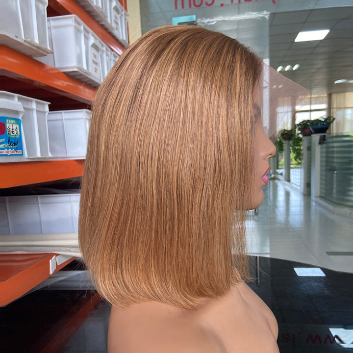 [Coco] Full Lace Short Bob Honey Blonde Color Human Hair Wig