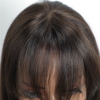 [Susie] Glueless Straight 13x5 Lace Human Hair Wig with Bangs