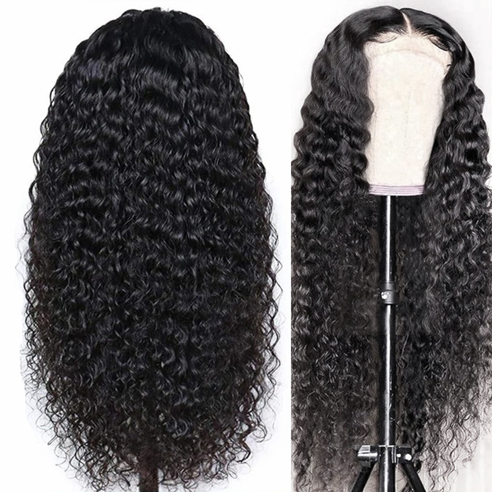 Hairvilla Pre Cut Glueless Deep Wave 5x5 Lace Human Hair Wig | Ebony