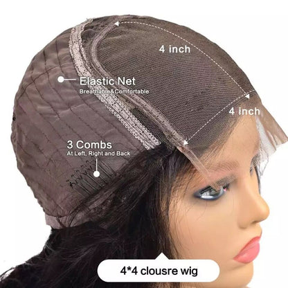 T4/613 Straight 13x4 Lace Frontal Bob Wig Glueless Human Hair Wig