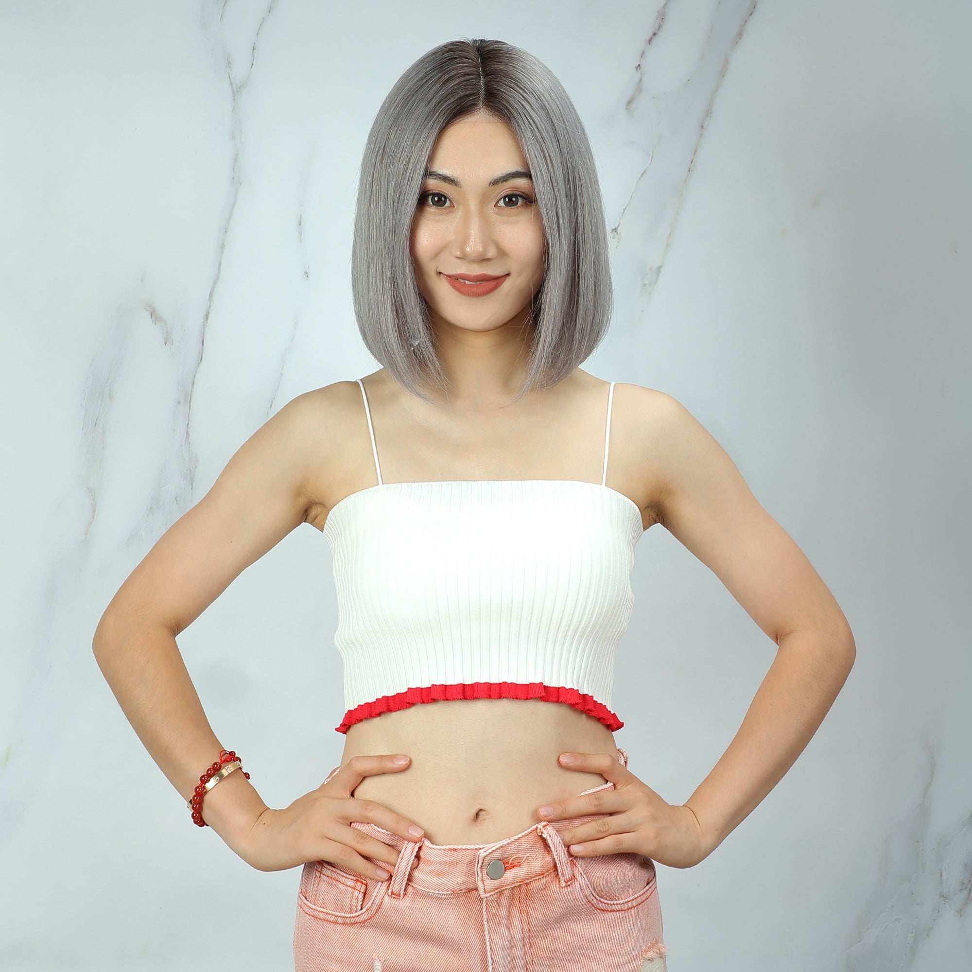Ombre Straight Short Bob 13x4x1 T-part Lace Human Hair Wig [Lisa]