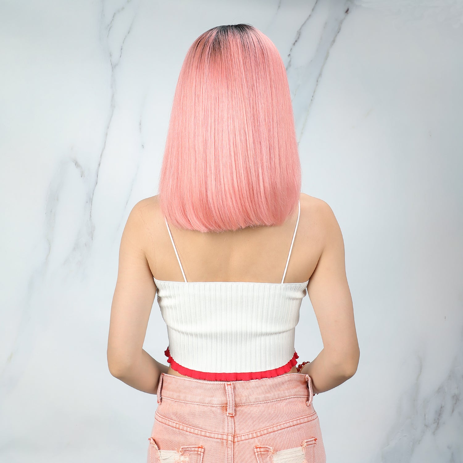 Ombre Straight Short Bob 13x4x1 T-part Lace Human Hair Wig [Lisa]