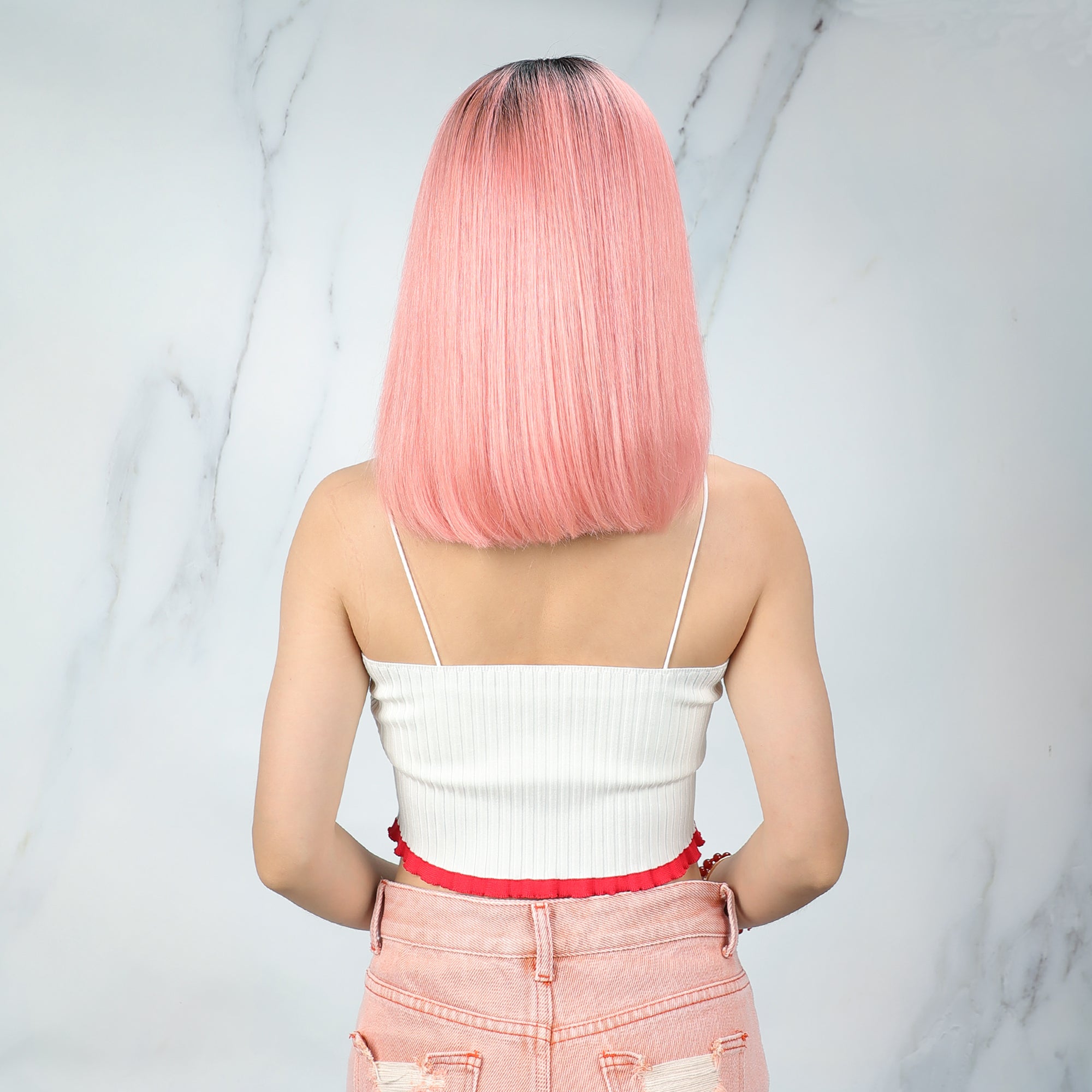 Ombre Straight Short Bob 13x4x1 T-part Lace Human Hair Wig [Lisa]