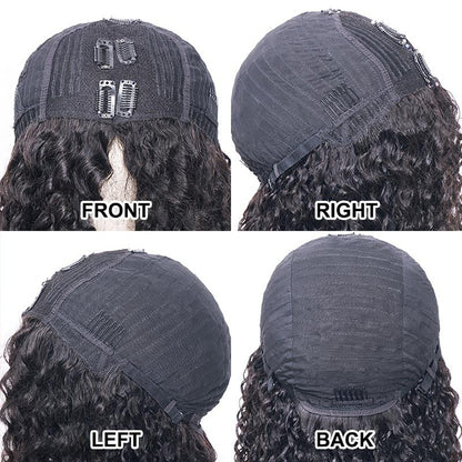 V Part Jerry Curly Wigs Human Hair Wigs For Women No Glue Needed