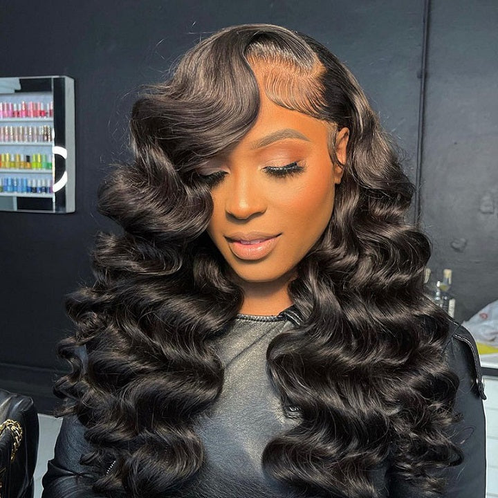 Loose Deep Wave Full Lace Wig Can Be Braid Preplucked Hairline Wig