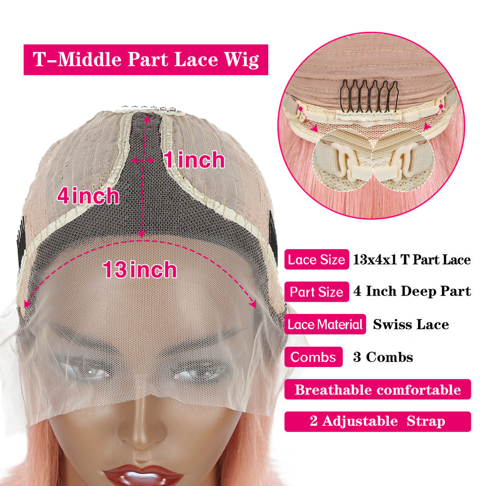 Ombre Straight Short Bob 13x4x1 T-part Lace Human Hair Wig [Lisa]