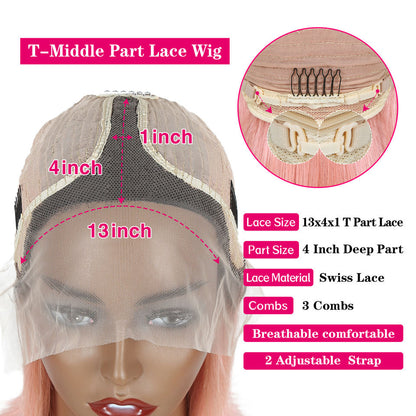 Ombre Straight Short Bob 13x4x1 T-part Lace Human Hair Wig [Lisa]