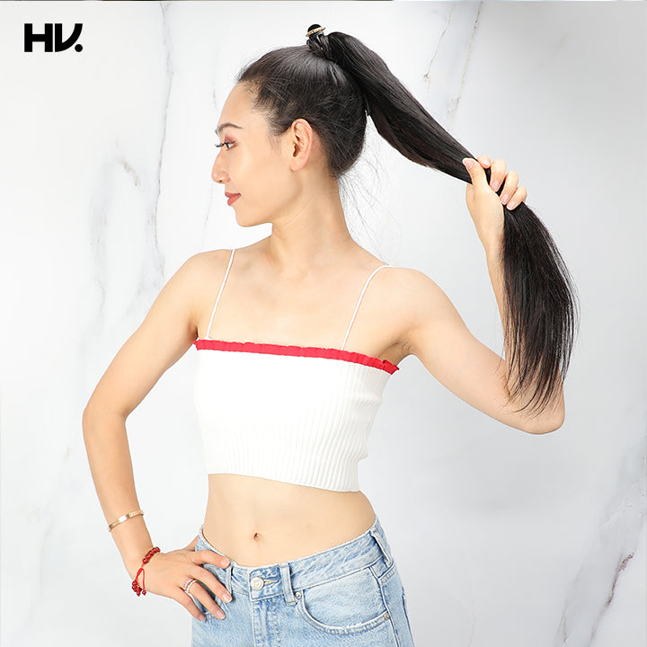 Ponytail Clip-in Straight Natural Black Human Hair Extensions