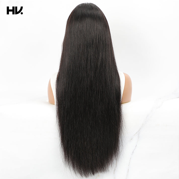 [Iris] Bone Straight Double Drawn 13x4/4x4 Lace Natural Black Remy Human Hair Wig 200% Density