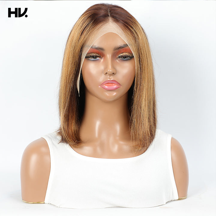 Straight Bob Highlight 13x4 Lace Human Hair Wig [Lucy]