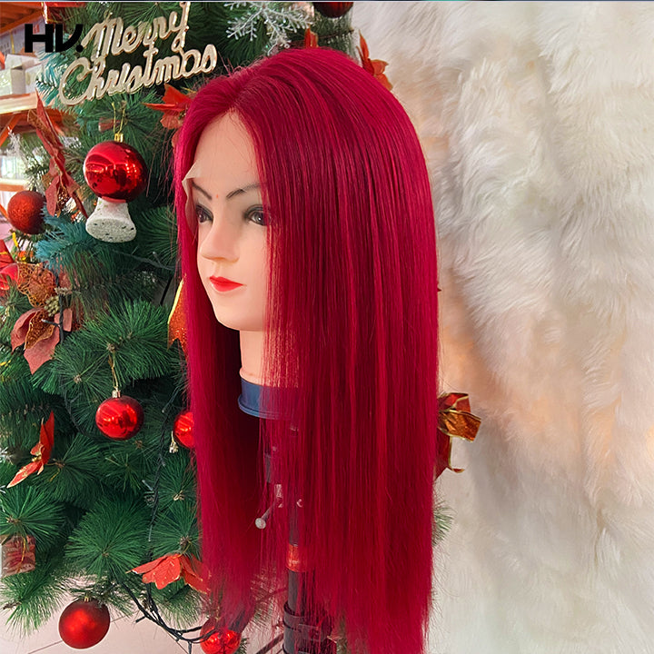 Straight Ruby Red 13x4x1 Lace Human Hair Wig [Ruby]