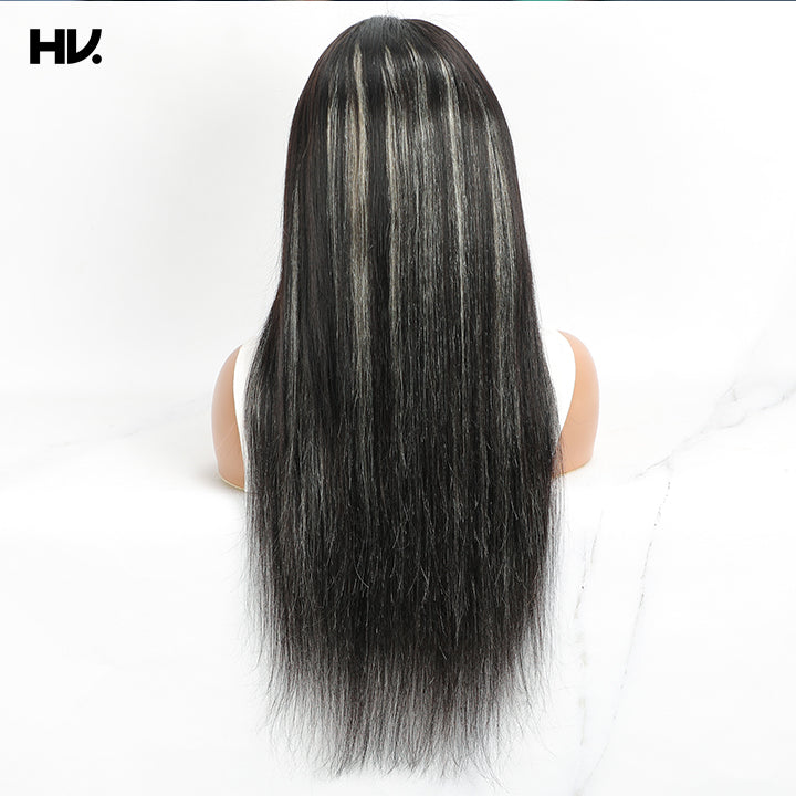 Straight Salt And Pepper 4x4 Lace Human Hair Wig [Novia]