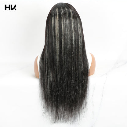 Straight Salt And Pepper 4x4 Lace Human Hair Wig [Novia]
