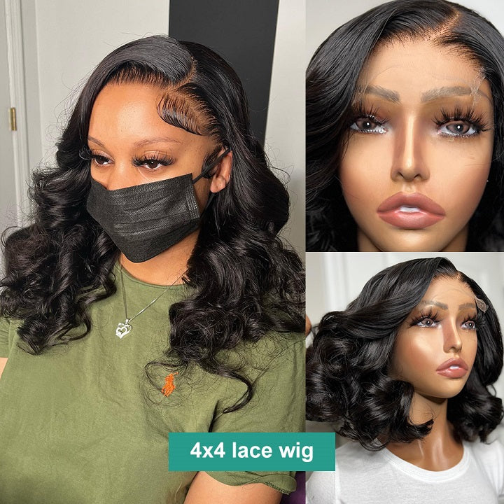 [Zoe] Wavy 4x4 Lace Bob Wig Glueless 13x4 Bob Lace Human Hair Wig