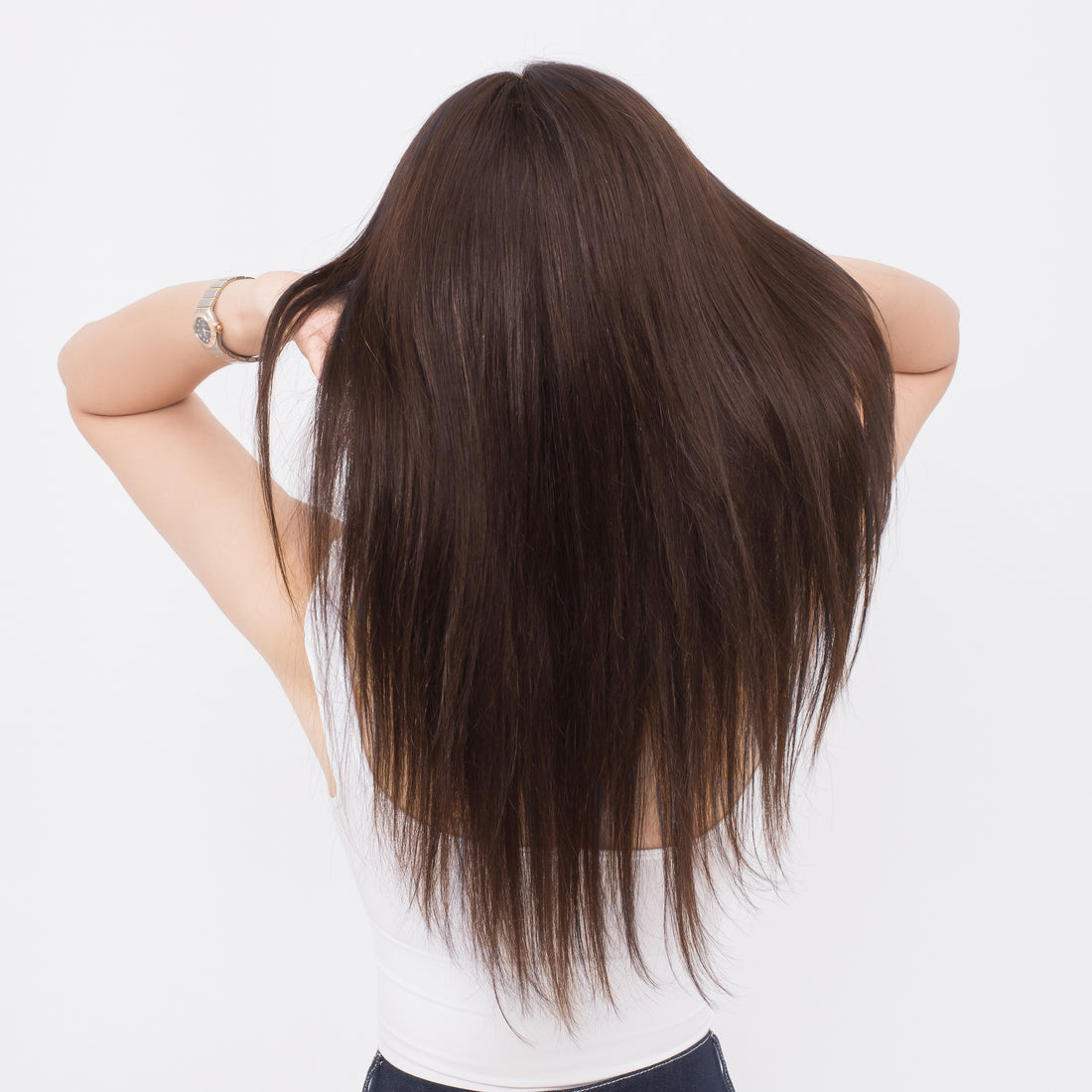 [Olivia] Bone Straight 13x4 Front Lace Natural Black Human Hair Wig