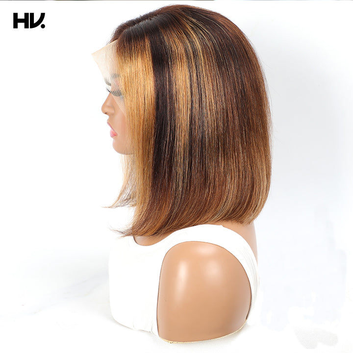 Straight Bob Highlight 13x4 Lace Human Hair Wig [Lucy]