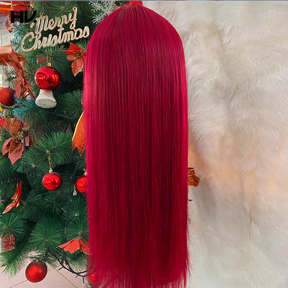 Straight Ruby Red 13x4x1 Lace Human Hair Wig [Ruby]