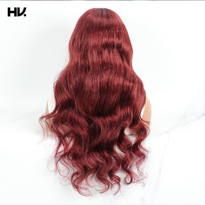 Bouncy Body 4x4 Lace Maroon Dark Red Human Hair Wig