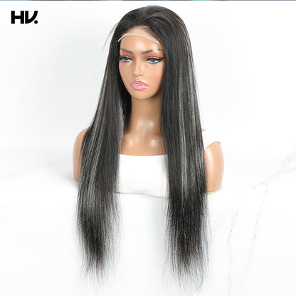 Straight Salt And Pepper 4x4 Lace Human Hair Wig [Novia]