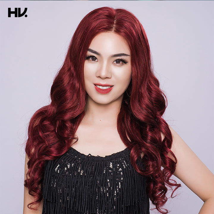 Bouncy Body 4x4 Lace Maroon Dark Red Human Hair Wig