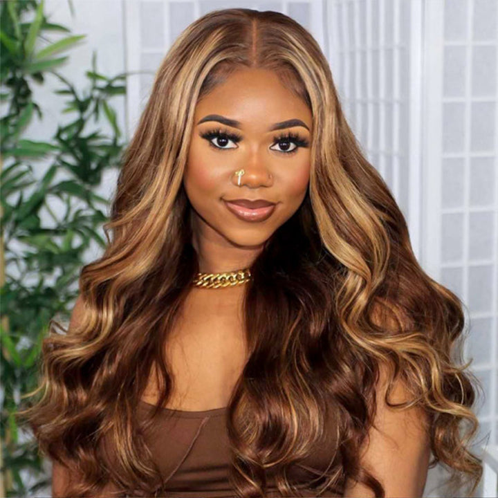 Highlight Honey Brown Straight 13x4 HD Lace Wig Glueless Body Wave Lace Frontal Wig [Beyonce]