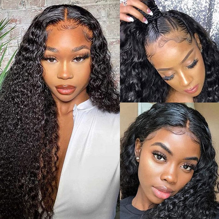 Deep Wave Full Lace Wig Can Be Braid Preplucked Hairline Wig
