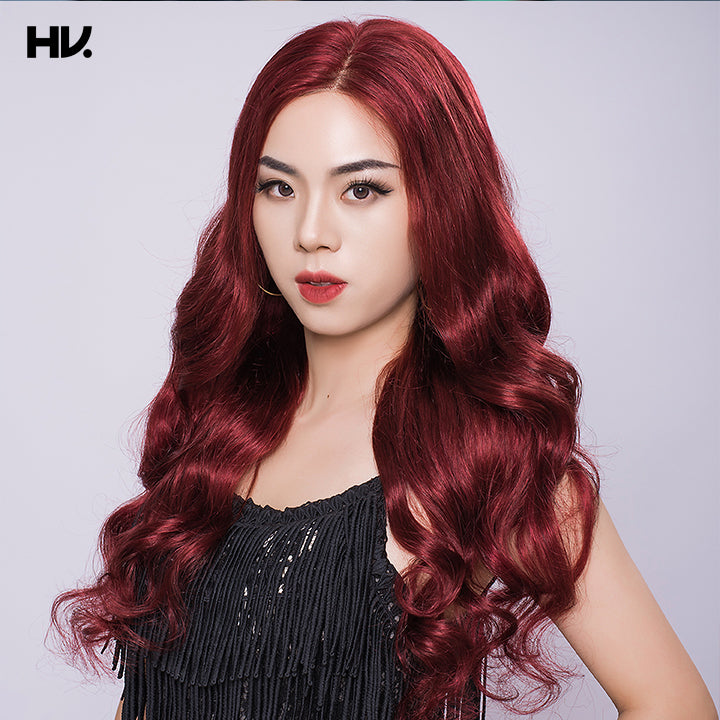 Bouncy Body 4x4 Lace Maroon Dark Red Human Hair Wig