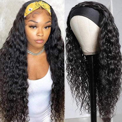 Flash Deal $119.99 24&quot; Water Wave Headband Wig Easy Wear Go Human Hair Wigs