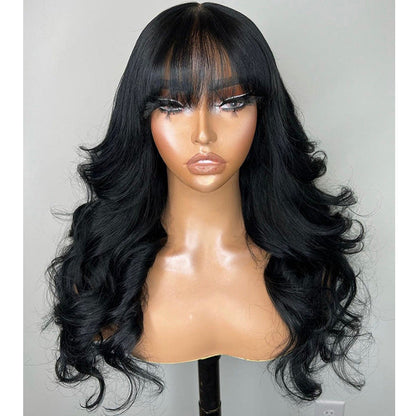 Body Wave 13x5 Lace Front Wig With Bangs Glueless Human Hair Wig